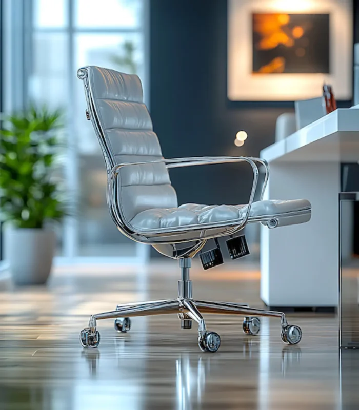 Modern ergonomic chair in a clean, well-lit medical office setting, reflecting professional FF&E design for healthcare environments.
